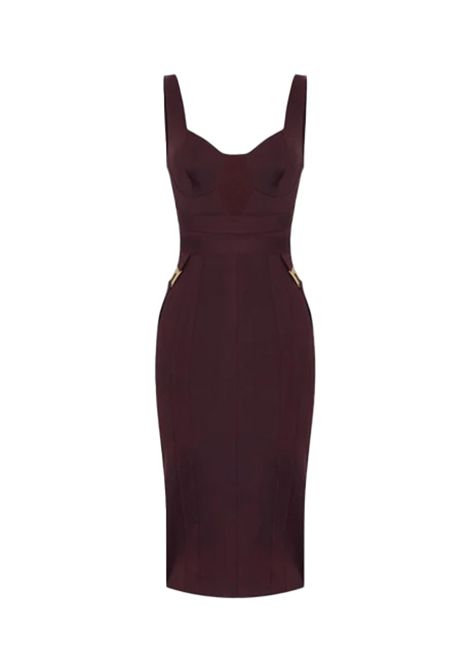Abito ELISABETTA FRANCHI donna AB81056 Bordeaux aderente slim bustier tulle zip invisibile ELISABETTA FRANCHI | Abiti | AB81056EA4